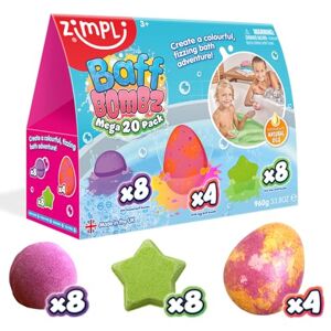 ZIMPLI 20 x Baff Bombz Mega Pack, Crea un’avventura colorata e frizzante durante il bagnetto, Set Regalo Bombe da Bagno Frizzanti, Regalo di Compleanno per Bambini ZIMPLI 20 x Baff Bombz Mega Pack, Crea un’avventura colorata e frizzante durante il bagnetto, Set Regalo Bombe da Bagno Frizzanti, Regalo di Compleanno per Bambini