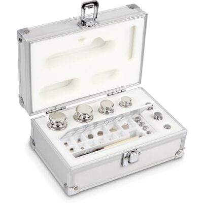 KERN Set di pesi in acciaio inox lucidato con custodia in alluminio, argento, 1 mg 500 g, E2 KERN Set di pesi in acciaio inox lucidato con custodia in alluminio, argento, 1 mg 500 g, E2