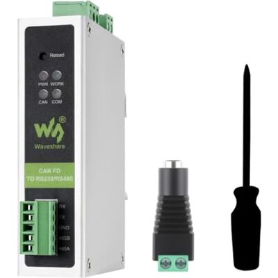 Waveshare CAN FD Protocol Converter, CAN FD to RS232/RS485 Bidirectional Data Communication, Supports 5 Data Conversion Modes and CAN 2.0A/2.0B Protocols, Rail-Mount Support Waveshare CAN FD Protocol Converter, CAN FD to RS232/RS485 Bidirectional Data Communication, Supports 5 Data Conversion Modes and CAN 2.0A/2.0B Protocols, Rail-Mount Support