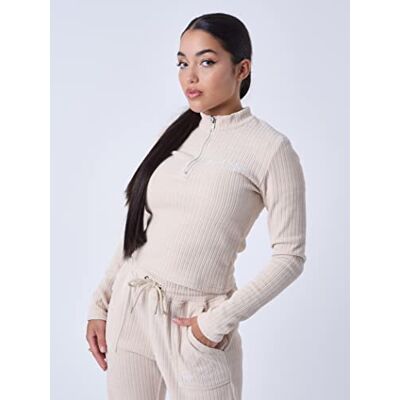 Pro-Ject Felpa da donna, colore beige, taglia XS, 95% cotone,5% elastan streetwear contemporaneo Pro-Ject Felpa da donna, colore beige, taglia XS, 95% cotone,5% elastan streetwear contemporaneo