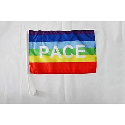 AZ FLAG Bandiera per Auto Arcobaleno Pace 45x30 cm Poliestere Mesh Ventosa AZ FLAG Bandiera per Auto Arcobaleno Pace 45x30 cm Poliestere Mesh Ventosa