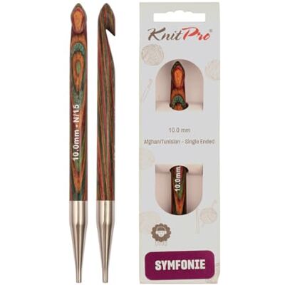 KnitPro Uncinetto tunisino in legno tunisino, multicolore, 15 cm/10 mm KnitPro Uncinetto tunisino in legno tunisino, multicolore, 15 cm/10 mm