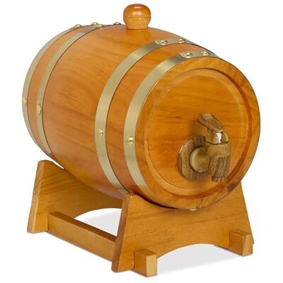 Relaxdays Botte per Liquori, Mini Barile in Legno da 1,2 L, con Rubinetto e Supporto, per Whisky, Vino, Marrone Chiaro Relaxdays Botte per Liquori, Mini Barile in Legno da 1,2 L, con Rubinetto e Supporto, per Whisky, Vino, Marrone Chiaro