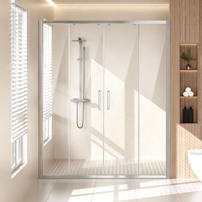 VEVOR Porta Doccia Semi-Senza Telaio 1469-1499 x 1778 mm Porta Scorrevole in Vetro Temperato Trasparente da 6 mm di Spessore, Impermeabile, Infrangibile, con Ferramenta in Acciaio inox, Cromata VEVOR Porta Doccia Semi-Senza Telaio 1469-1499 x 1778 mm Porta Scorrevole in Vetro Temperato Trasparente da 6 mm di Spessore, Impermeabile, Infrangibile, con Ferramenta in Acciaio inox, Cromata