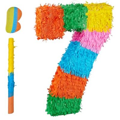 Relaxdays Pinata Numero 7, Arcobaleno per Compleanno, HLP: 50,5 x 35,5 x 7,5 cm, da riempire Relaxdays Pinata Numero 7, Arcobaleno per Compleanno, HLP: 50,5 x 35,5 x 7,5 cm, da riempire