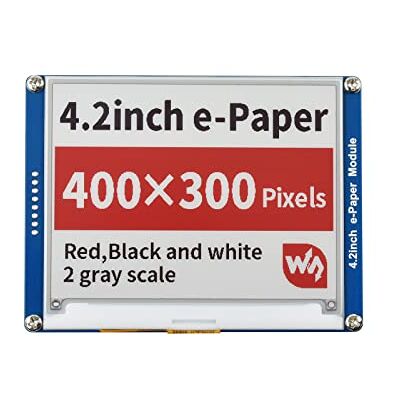 Waveshare 4.2 Inch E-Paper Display Module(B) Kit 400x300 Resolution Red Black White Three-Color E-Ink Screen Electronic Paper Module for Raspberry Pi/Jetson Nano/Arduino/STM32 via SPI Interface Waveshare 4.2 Inch E-Paper Display Module(B) Kit 400x300 Resolution Red Black White Three-Color E-Ink Screen Electronic Paper Module for Raspberry Pi/Jetson Nano/Arduino/STM32 via SPI Interface