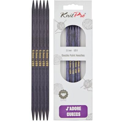 KnitPro J'Adore Cubics Ferri da Maglia a Doppia Punta Set da 5 Spilli in Legno per Calzini Cappelli Guanti Corti per Maglia Rotondi 15 cm x 5,5 mm KnitPro J'Adore Cubics Ferri da Maglia a Doppia Punta Set da 5 Spilli in Legno per Calzini Cappelli Guanti Corti per Maglia Rotondi 15 cm x 5,5 mm