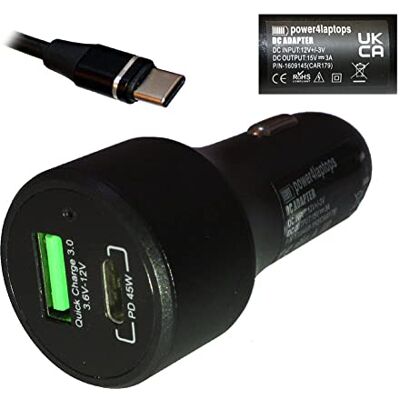 Power4Laptops Adattatore CC Auto Caricabatteria per Portatile Compatibile con ASUS AsusPro B9440UA-GV0028R-OSS Power4Laptops Adattatore CC Auto Caricabatteria per Portatile Compatibile con ASUS AsusPro B9440UA-GV0028R-OSS