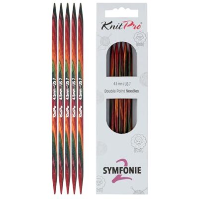 KnitPro Symfonie 2 ferri a doppia punta, 15 cm, 4,5 mm KnitPro Symfonie 2 ferri a doppia punta, 15 cm, 4,5 mm