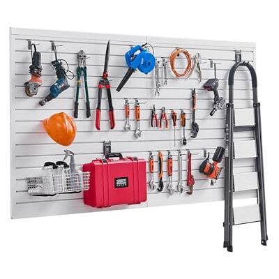 VEVOR Pannelli per Pareti a Doghe per Garage con Disegno Modulare, Pannello per Pareti a Doghe Regolabile, con Struttura di Accoppiamento e Taglio Fai da Te, Bianco 1225 x 2450 x 20 mm VEVOR Pannelli per Pareti a Doghe per Garage con Disegno Modulare, Pannello per Pareti a Doghe Regolabile, con Struttura di Accoppiamento e Taglio Fai da Te, Bianco 1225 x 2450 x 20 mm