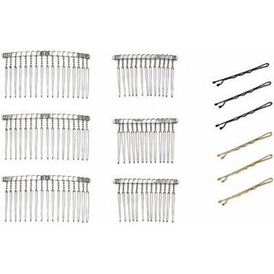 Studio Set di pettini per capelli da sposa, 12 pettini in metallo con 3 pettini grandi a 20 denti, 3 piccoli pettini a 12 denti e 6 forcine per veli da sposa, damigelle, ragazze con fiori e accessori per Studio Set di pettini per capelli da sposa, 12 pettini in metallo con 3 pettini grandi a 20 denti, 3 piccoli pettini a 12 denti e 6 forcine per veli da sposa, damigelle, ragazze con fiori e accessori per