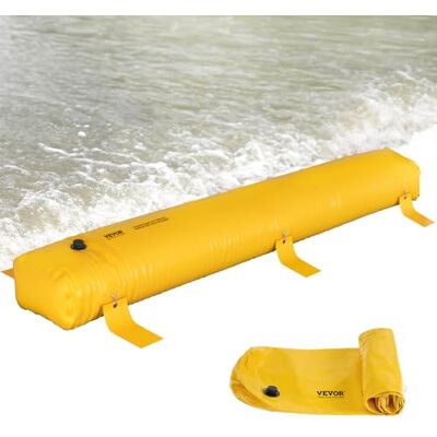 VEVOR Barriera Antiallagamento, Alternativa al Sacco di Sabbia da 12 Piedi X 12 Pollici, Tubi Riutilizzabili per Deviazione Dell'Acqua in Pvc, Barriere Antiallagamento per Casa, Porta, Garage VEVOR Barriera Antiallagamento, Alternativa al Sacco di Sabbia da 12 Piedi X 12 Pollici, Tubi Riutilizzabili per Deviazione Dell'Acqua in Pvc, Barriere Antiallagamento per Casa, Porta, Garage