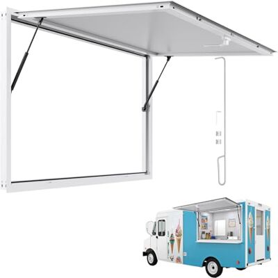 VEVOR Sportello per Concessioni 1524 x 915 mm Finestra per Camion di Cibo con Telaio in Lega di Alluminio, Apertura Fino a 85 Gradi con Porta a Tenda e Gancio di Traino, Resistente all'Acqua Piovana VEVOR Sportello per Concessioni 1524 x 915 mm Finestra per Camion di Cibo con Telaio in Lega di Alluminio, Apertura Fino a 85 Gradi con Porta a Tenda e Gancio di Traino, Resistente all'Acqua Piovana