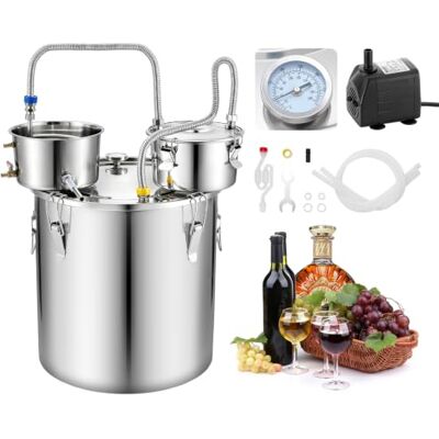 VEVOR Alambicco per Alcol Distillatore 50 L Fusto Pompa Whisky Vino Grappa, Distillatore per Alcol Termometro a Doppia Scala, Kit per Produzione Uso Domestico in Acciaio Inox Temperatura 0℃ a 200℃ VEVOR Alambicco per Alcol Distillatore 50 L Fusto Pompa Whisky Vino Grappa, Distillatore per Alcol Termometro a Doppia Scala, Kit per Produzione Uso Domestico in Acciaio Inox Temperatura 0℃ a 200℃