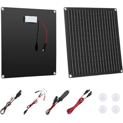 VEVOR Caricabatteria Solare da 20 W 12 V, Caricabatteria Solare con Regolatore Integrato 3 Cavi di Collegamento, Impermeabile IP67, Portatile per Camper, Auto, Moto, Barche, Furgoni, Roulotte VEVOR Caricabatteria Solare da 20 W 12 V, Caricabatteria Solare con Regolatore Integrato 3 Cavi di Collegamento, Impermeabile IP67, Portatile per Camper, Auto, Moto, Barche, Furgoni, Roulotte