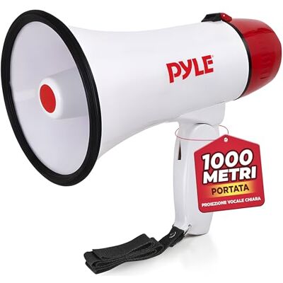 Pyle Megafono PA Bullhorn, Megafono Portatile 20 Watt e Controllo Volume Regolabile con Sirena Integrata & Portata di 730 Metri per Sport e Sicurezza Pyle Megafono PA Bullhorn, Megafono Portatile 20 Watt e Controllo Volume Regolabile con Sirena Integrata & Portata di 730 Metri per Sport e Sicurezza