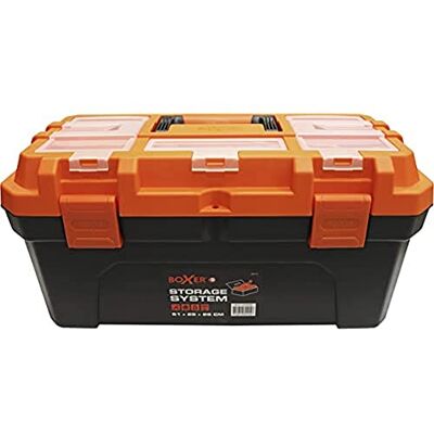 Boxer ® Cassetta degli attrezzi 20" – 50,7×25,4×25,9 cm – Con organizer nel coperchio e vassoio estraibile – Plastica robusta – Nero/Arancione Boxer ® Cassetta degli attrezzi 20" – 50,7×25,4×25,9 cm – Con organizer nel coperchio e vassoio estraibile – Plastica robusta – Nero/Arancione