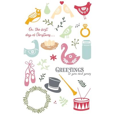 Sizzix Catherine Pooler Set di timbri trasparenti, formato A5, motivo: 12 giorni di Natale Sizzix Catherine Pooler Set di timbri trasparenti, formato A5, motivo: 12 giorni di Natale