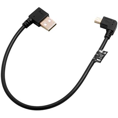 SYSTEM-S Mini USB 90° gradi sinistra angolare maschio a USB tipo A (maschio) destro cavo angolare 26 cm, Nero SYSTEM-S Mini USB 90° gradi sinistra angolare maschio a USB tipo A (maschio) destro cavo angolare 26 cm, Nero