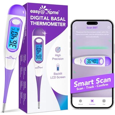 Easy@Home Termometro Basale Digitale Test Ovulazione Alta Precisione con Intervallo 1/100° e Funzione Memoria per il Monitoraggio dell'Ovulazione con gratuita APP Premom Easy@Home Termometro Basale Digitale Test Ovulazione Alta Precisione con Intervallo 1/100° e Funzione Memoria per il Monitoraggio dell'Ovulazione con gratuita APP Premom