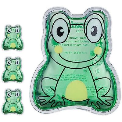 Relaxdays Ghiaccio Gel Termico, Set 4 Pad Terapia Caldo Freddo, Cuscinetto Refrigerante, Ranocchio, HxL 11 x 9 cm, Verde Relaxdays Ghiaccio Gel Termico, Set 4 Pad Terapia Caldo Freddo, Cuscinetto Refrigerante, Ranocchio, HxL 11 x 9 cm, Verde
