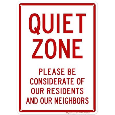 SiGN Cartello Quiet Zone Please Be Considerate, 25,4 x 35,6 cm, in alluminio antiruggine .040, prodotto negli Stati Uniti, resistente ai raggi UV e alle intemperie, A82-593AL SiGN Cartello Quiet Zone Please Be Considerate, 25,4 x 35,6 cm, in alluminio antiruggine .040, prodotto negli Stati Uniti, resistente ai raggi UV e alle intemperie, A82-593AL