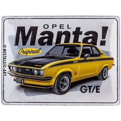 ART Targhe Vintage, Opel Manta GT/E – Idea regalo per accessori per auto, in metallo, Design retrò per decorazione, 30 x 40 cm ART Targhe Vintage, Opel Manta GT/E – Idea regalo per accessori per auto, in metallo, Design retrò per decorazione, 30 x 40 cm