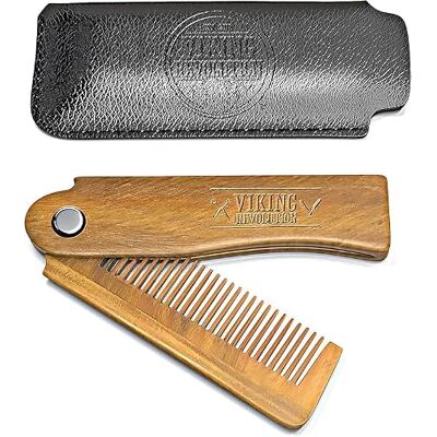Viking Pettine Barba Uomo Pieghevole Regalo Uomo Pettine in Legno di Sandalo Verde con Custodia, Ideale per Barba, Capelli e Baffi Viking Pettine Barba Uomo Pieghevole Regalo Uomo Pettine in Legno di Sandalo Verde con Custodia, Ideale per Barba, Capelli e Baffi