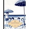 Shah, Dominik Composition Notebook College Ruled: Happy Children on the Beach with Swimsuits, Umbrella, Sandcastle Clean Line Art Style, Black and White, 8K