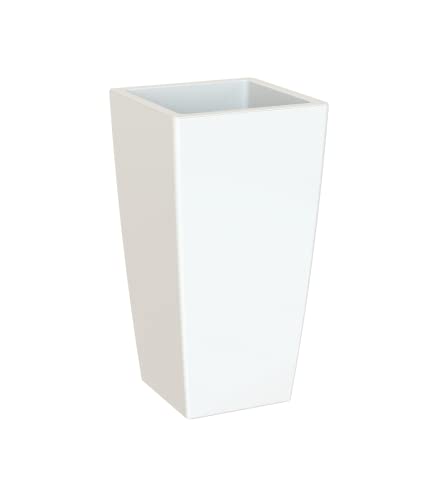 Artevasi Vaso Pisa, Vaso per Fiori di Forma Quadrata con Inserto, da Interno o Esterno, Altezza 60 cm, Bianco