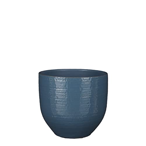 MICA Decorations Carrie Pot Round Blue Glaze-h18xd20cm Vaso per fiori e piante, multicolore, unico