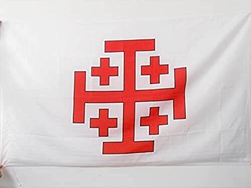 AZ FLAG Bandiera Ordine Santo SEPOLCRO di GERUSALEMME 150x90cm Bandiera CATTOLICA 90 x 150 cm Foro per Asta