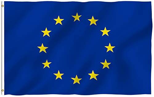 Anley Fly Breeze 3x5 Piedi Bandiera Unione Europea Colore Vivido e Resistente Ai Raggi UV Testata in Tela E Doppie Cuciture Bandiera EU Poliestere Anelli Ottone 3 X 5 Piedi