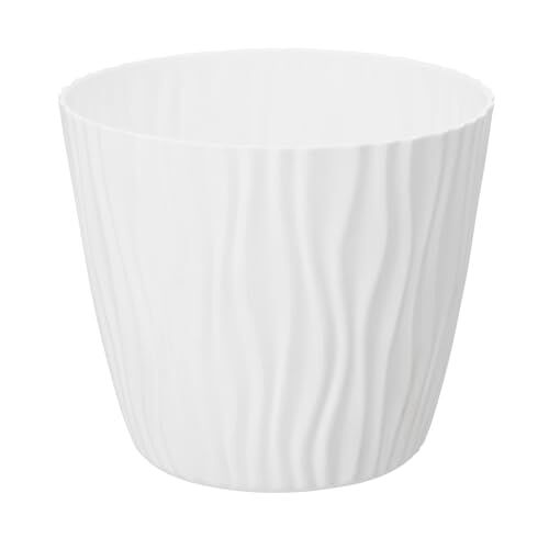 VERDENIA 2 vasi da fiori SAHARA, resistenti alle intemperie, design classico, materiale plastico di alta qualità, leggero, per interni ed esterni, 14 x 14 x 12 cm, bianco