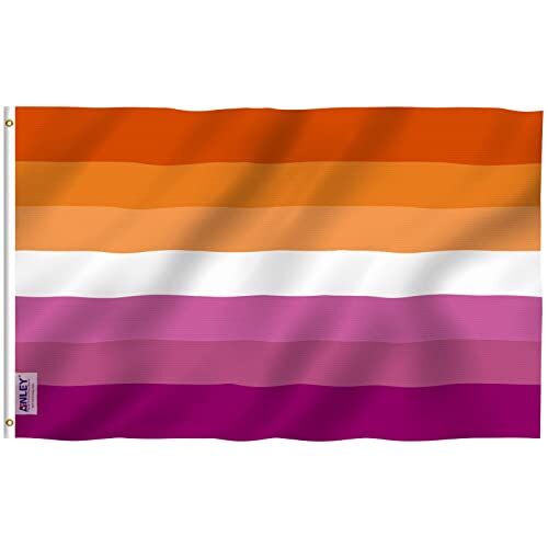Anley Bandiera Fly Breeze 3x5 Piedi Sunset Lesbian Pride Colore vivido e Resistente allo sbiadimento UV Header in Tela e Doppia Cucitura Sunset Pride con Anelli di Tenuta in Ottone 3 X 5 Ft
