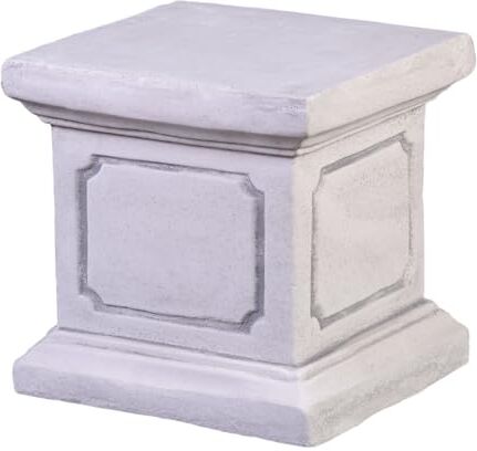 gartendekoparadies.de Piccola base quadrata piedistallo base in pietra, altezza 20 cm, superficie di appoggio 20 x 20 cm, 13 kg, grigio, resistente al gelo in gres per esterni