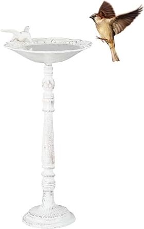 Relaxdays Abbeveratoio, Vaschetta per Uccellini da Terra, Decorazione da Giardino, Accessori per Uccelli, 40 cm, Bianco