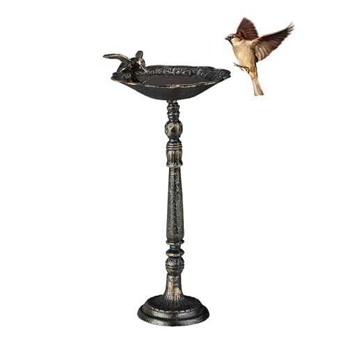 Relaxdays Abbeveratoio, Vaschetta per Uccellini da Terra, Decorazione da Giardino, Accessori per Uccelli, 40 cm, Bronzo