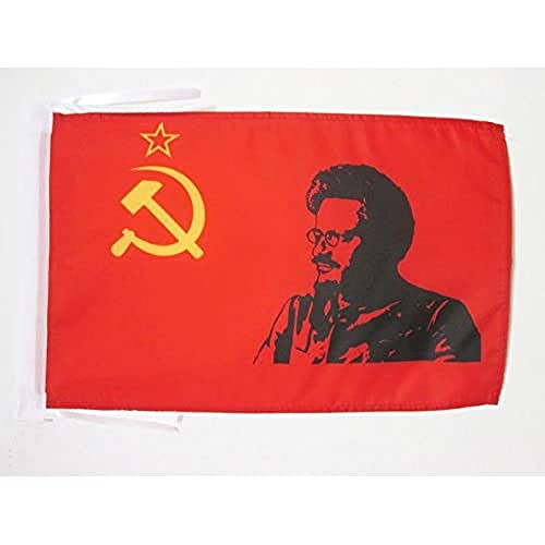 AZ FLAG Bandiera URSS con Trotsky 45x30cm BANDIERINA Comunista TROTSKISMO 30 x 45 cm cordicelle