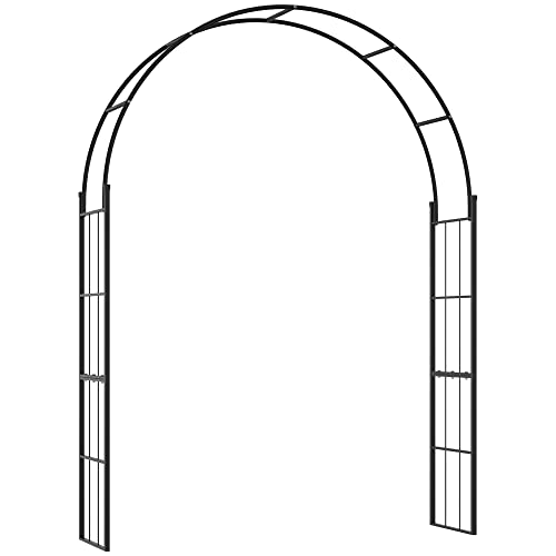 Outsunny Arco per Piante Rampicanti, Archetto da Giardino per Decorazioni ed Eventi in Metallo, 157x40x223cm, Nero