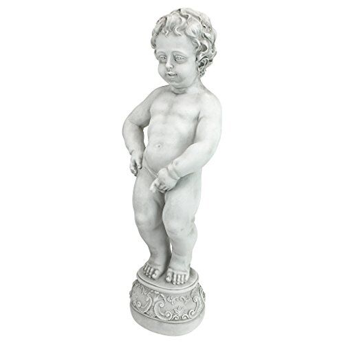 Design Toscano Manneken Pis, statua del Bambino che fa la pipì Decorazione da giardino con fontana d'acqua Giochi d'acqua , poliresina, pietra antica, 68,5 cm