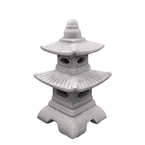 gartendekoparadies.de Pagoda Giapponese con 8 Finestre Lanterna Pietra H 40 cm 11 kg Grigio Ghiaccio Antigelo per Esterni