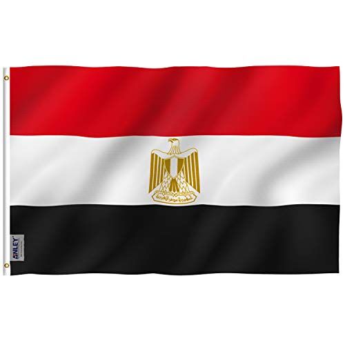 Anley Fly Breeze 3x5 Piedi Bandiera Egitto Colore Vivido e Resistente Ai Raggi UV Testata In Tela E Doppie Cuciture Bandiera Egiziana Poliestere Anelli Ottone 3 X 5 Piedi