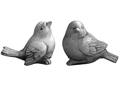 gartendekoparadies.de Set Due Uccelli Figura Pietra H 15/18 cm 6kg Grigio Ghiaccio Antigelo per Esterni