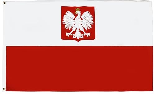 AZ FLAG Bandiera Polonia con Aquila 250x150cm Gran Bandiera Polacca con Stemma 150 x 250 cm Bandiere