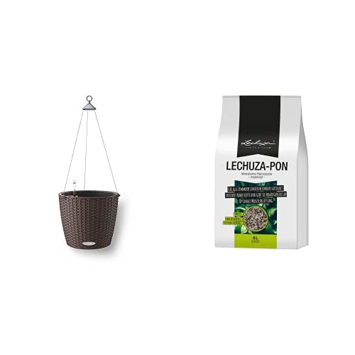 Lechuza Vaso in Resina per Piante Nido Cottage Set Completo CAFFE Pon, Substrato minerale e inorganico, adatto per coltura, a rilascio graduale di sostanze nutritive, confezione 6 L0