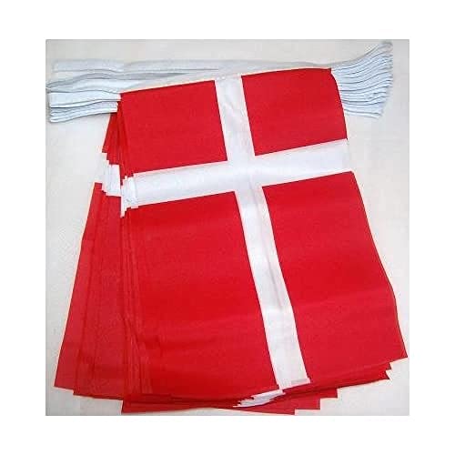 AZ FLAG Ghirlanda 6 Metri 20 Bandiere Danimarca 21x15cm Bandiera Danese 15 x 21 cm Festone BANDIERINE