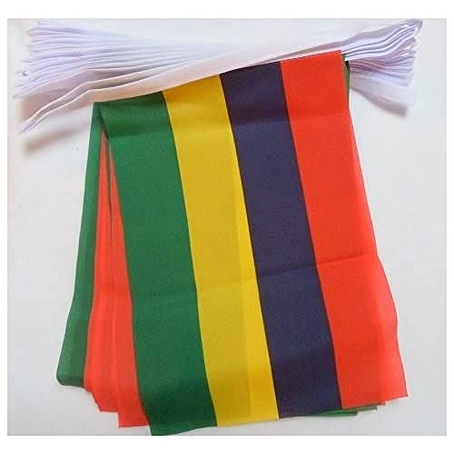 AZ FLAG Ghirlanda 6 Metri 20 Bandiere Mauritius 21x15cm Bandiera MAURIZIANA 15 x 21 cm Festone BANDIERINE