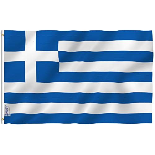 Anley Fly Breeze 3x5 Piedi Bandiera Grecia Colore Vivido e Resistente Ai Raggi UV Testata in Tela E Doppie Cuciture Bandiera Nazionale Greca Poliestere Anelli Ottone 3 X 5 Piedi