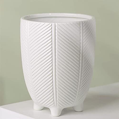 Leaf Fioriere in ceramica per interni in cachepot, bianco, 19 cm